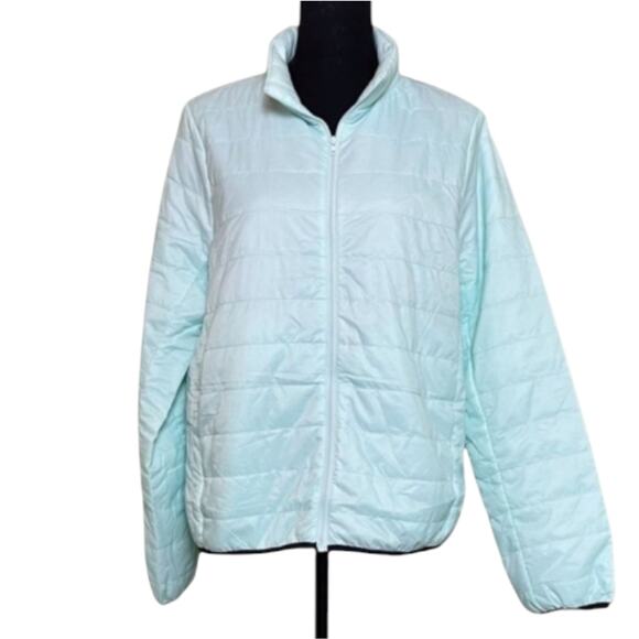PINK Victoria's Secret Packable Puffer Jacket Mint Green Lightweight Full Zip - Picture 3 of 9